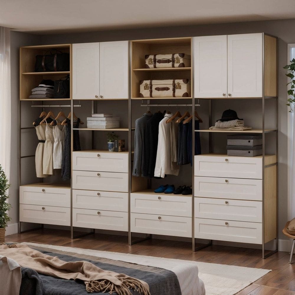 Guarda-roupa Closet Industrial Mdf com Frentes Provençal Infinity Savana/Branco
