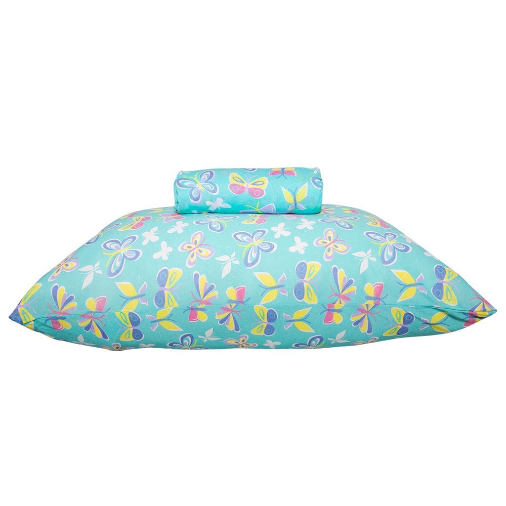 Jogo de Lençol Solteiro KazzaVip Malha Misto 70% Algodão e 30% Poliéster Estampado com Elástico 2 Peças Borboletas Verde