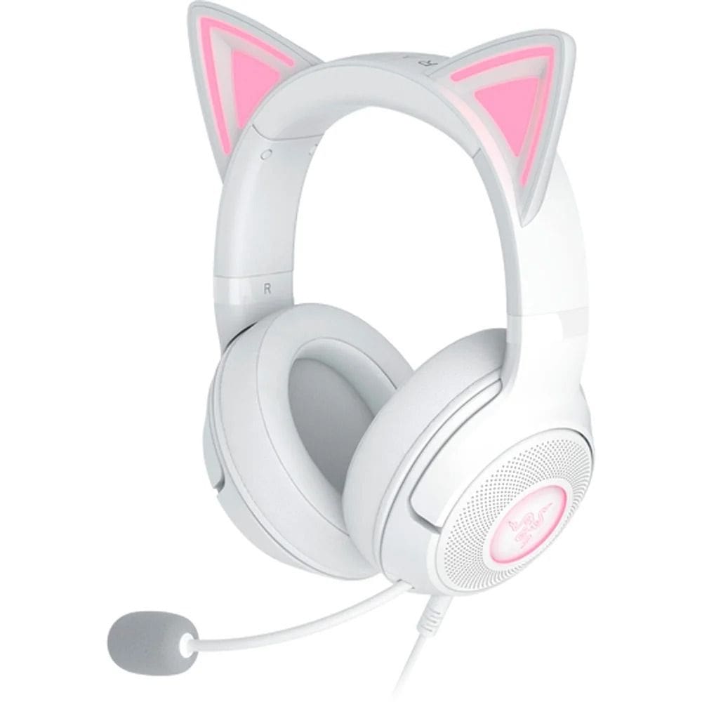 Headset Gamer Razer Kraken Kitty V2, Chroma RGB, Conexão USB, Branco