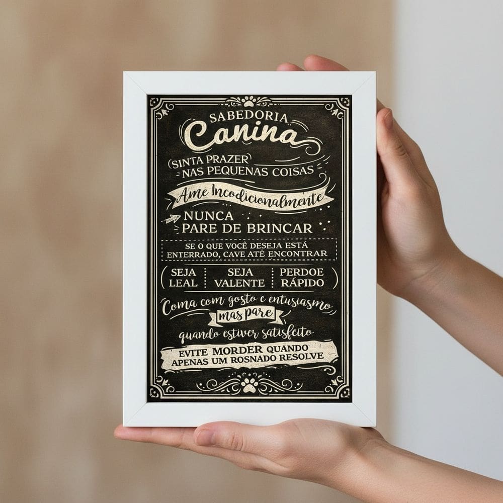 Quadro Decor Sabedoria Canina 45x34cm Mold Branca Vidro