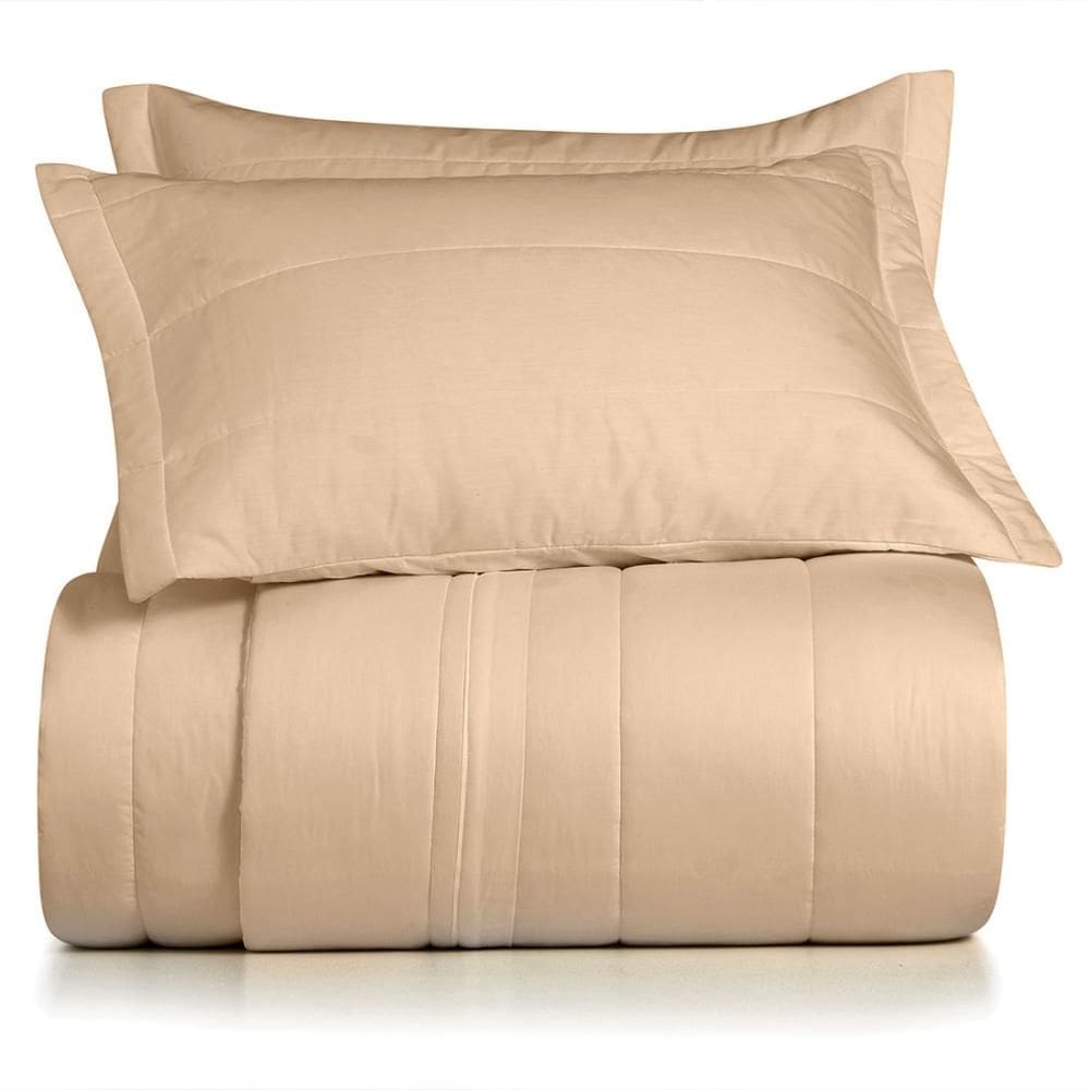 Jogo de Colcha Queen 3 Peças Altenburg Algodão Lux 200 Fios  Bege Caramelo