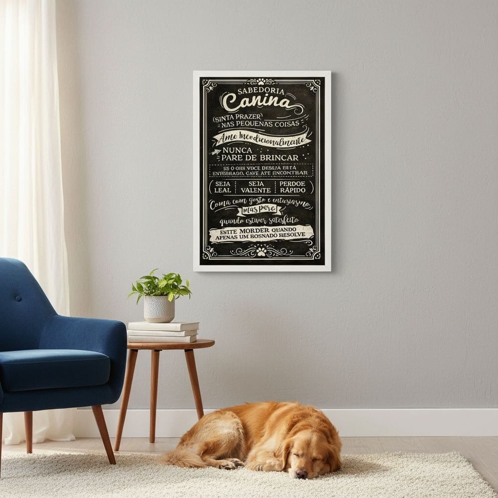 Quadro Sabedoria Canina 70x50cm Mold Preta