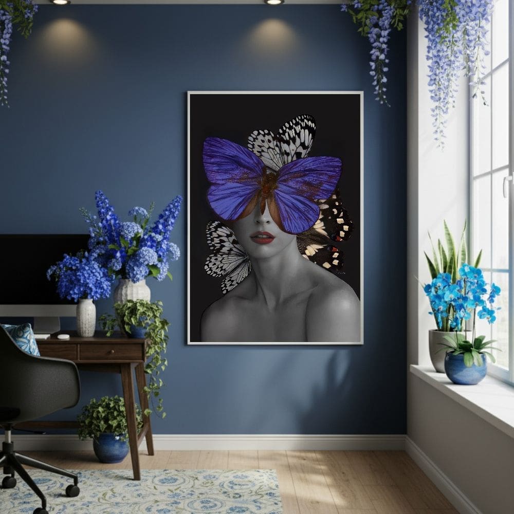 Quadro Decor Efeito Borboleta 70x50cm Mold Preta