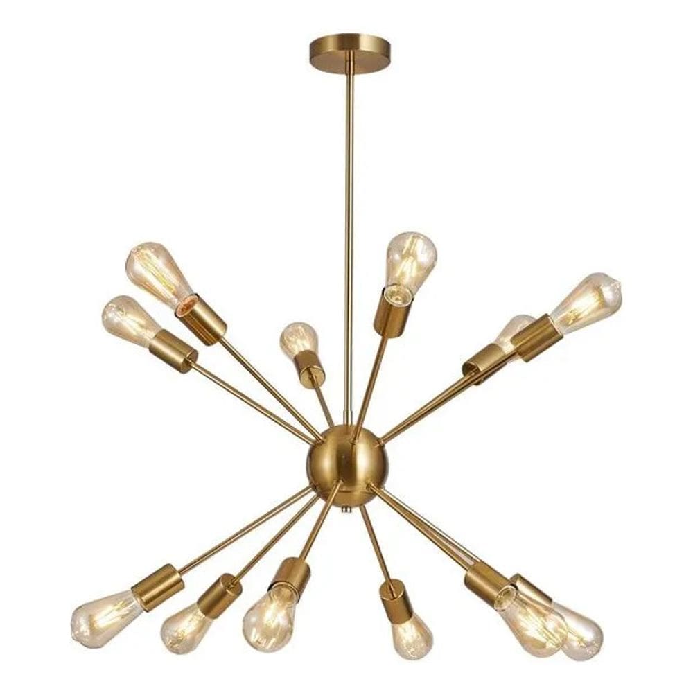 Luminaria Plafon De Teto Led Atmoic 12 Lampadas 82x63x63cm Dourado