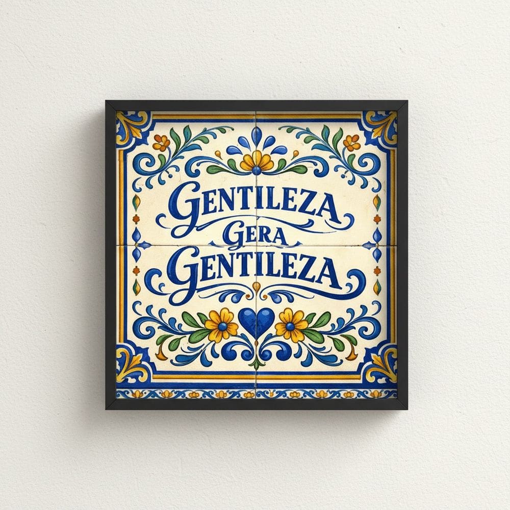 Quadro Gentileza Gera Gentileza 33x33cm Mold Preta