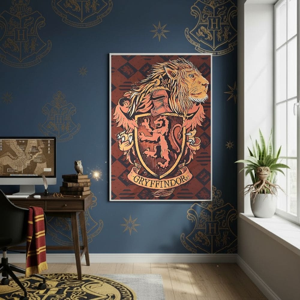 Quadro Decor Harry Potter Grifinória 70x50cm Mold Preta