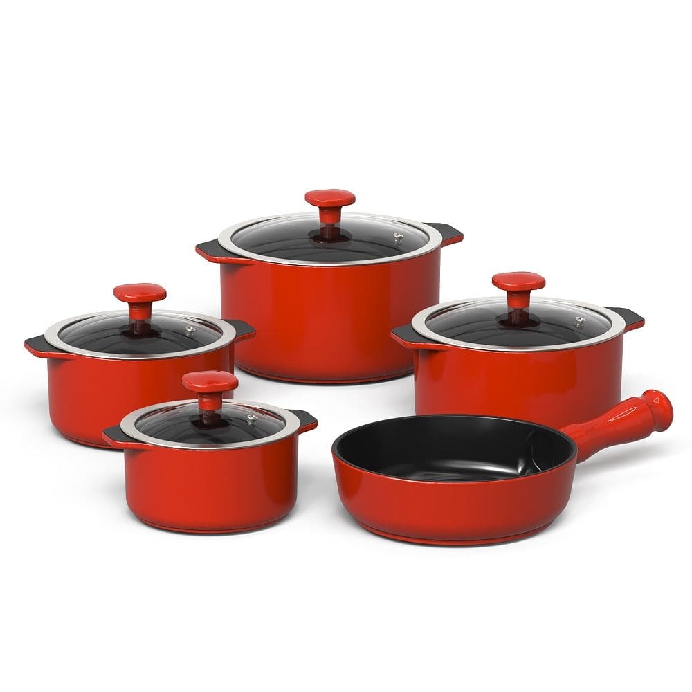 Jogo de Panelas de Cerâmica Slim 5 Peças Vermelho Coral Ceraflame