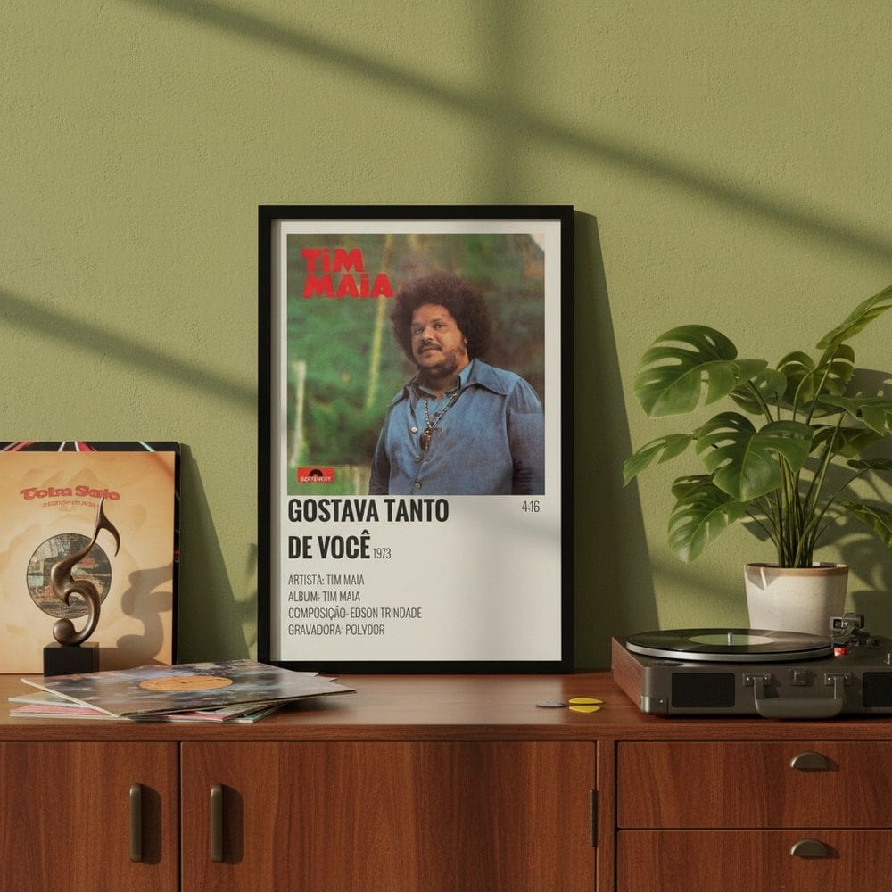 Quadro Música Gostava Tanto de Você 33x24cm Mold Branca Vidro