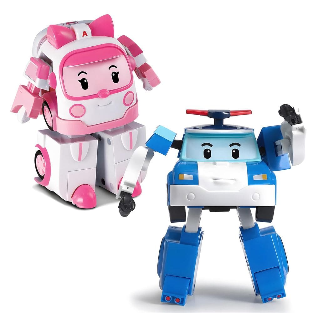 Toy Robocar Poli, pacote com 2 robôs transformadores Poli + Amber