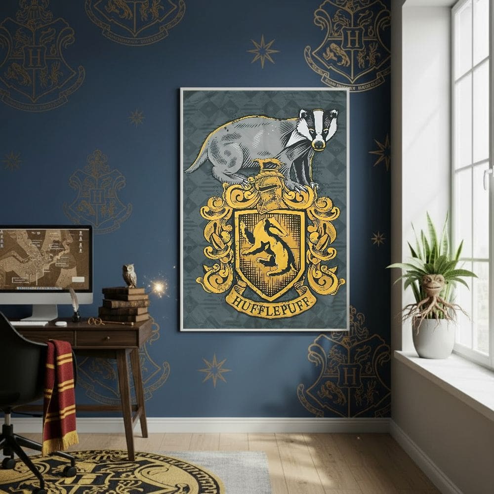 Quadro Decor Harry Potter Lufa Lufa 70x50cm Mold Branca