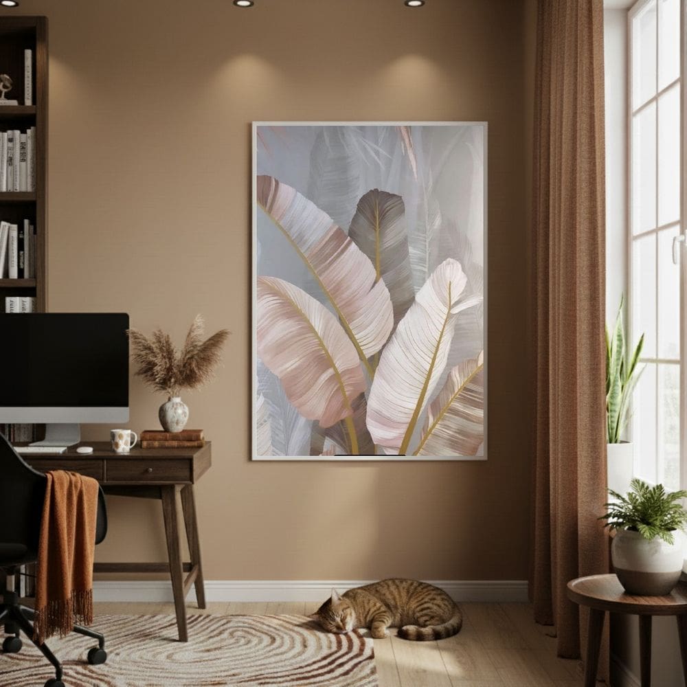 Quadro Decorativo Plumas Botânicas 70x50cm Mold Branca