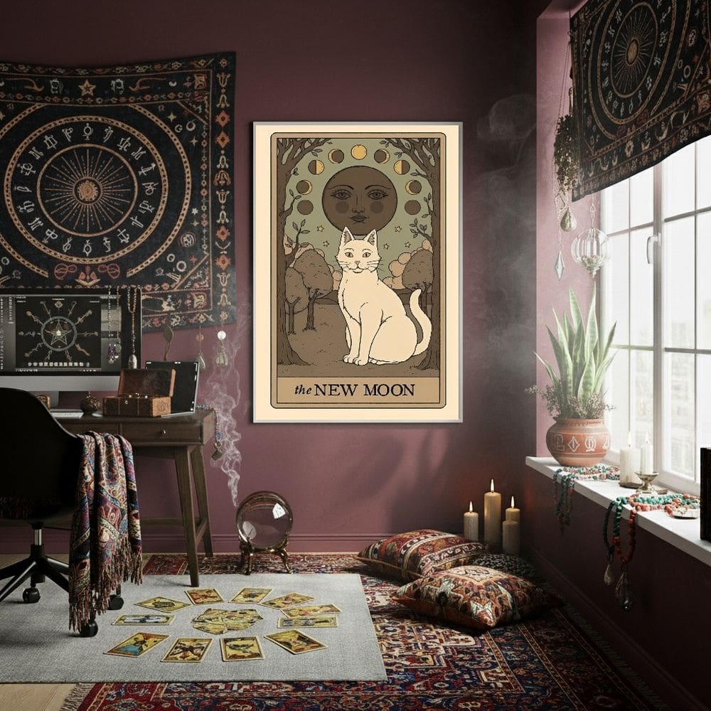 Quadro Decorativo Tarot Lua Nova 70x50cm Mold Branca