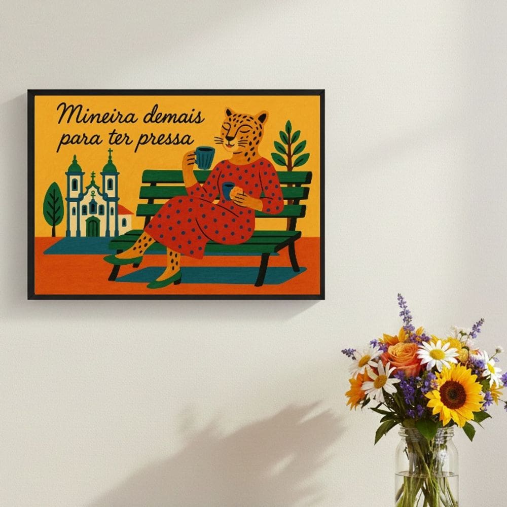 Quadro Mineira Demais Para Ter Pressa 24x18cm Mold Branca