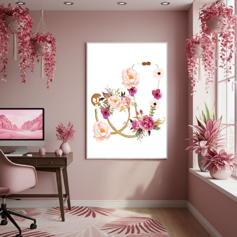 Quadro Decorativo Esteto Floral 70x50cm Mold Preta