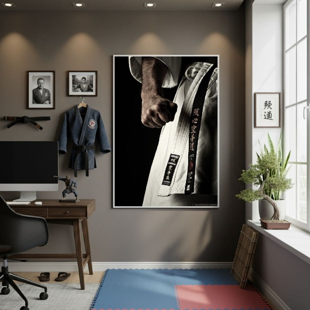 Quadro Uniforme Karatê 70x50cm Mold Branca