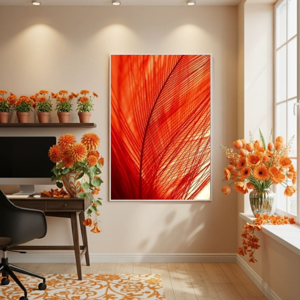 Quadro Decorativo Pena Coral 70x50cm Mold Branca
