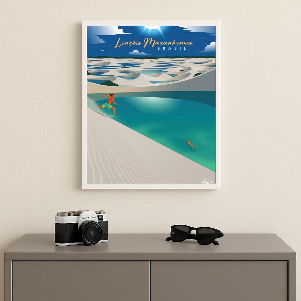 Quadro Lençois Maranhenses - Brasil 45x34cm Mold Branca