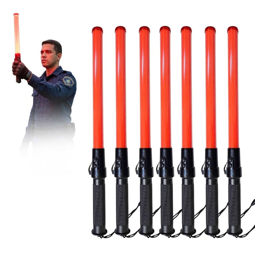 Bastao Sinalizador Viario LED  Kit 7 Apito Transito Alerta Balizador Emergencia Obra Balizador Frentista Manobrista Segurança