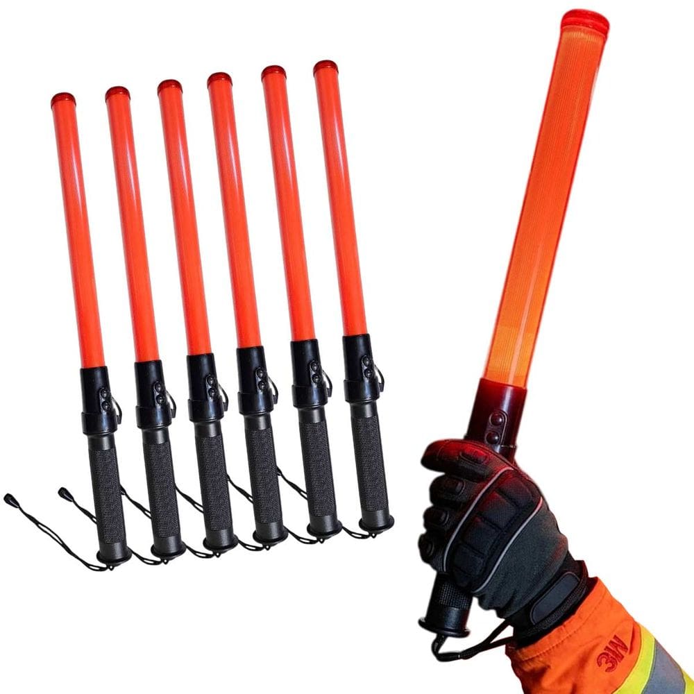 Bastao Sinalizador Viario LED  Kit 6 Apito Transito Balizador Emergencia Obra Balizador Frentista Manobrista Segurança