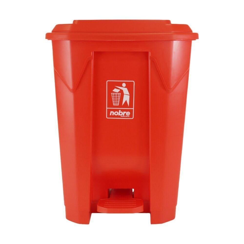 Lixeira Plástica Com Pedal 50l Vermelha Grande áreas Externas - Nobre