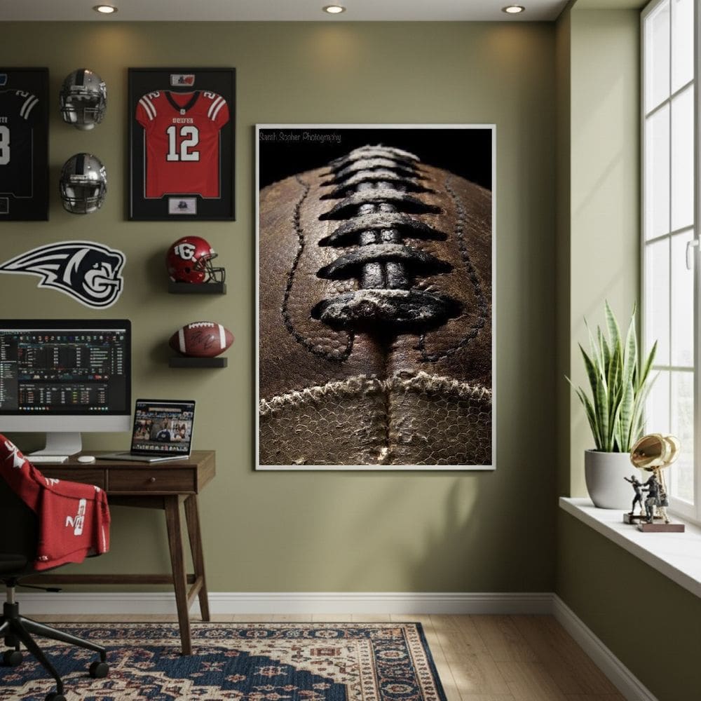 Quadro Bola Futebol Americano 70x50cm Mold Branca