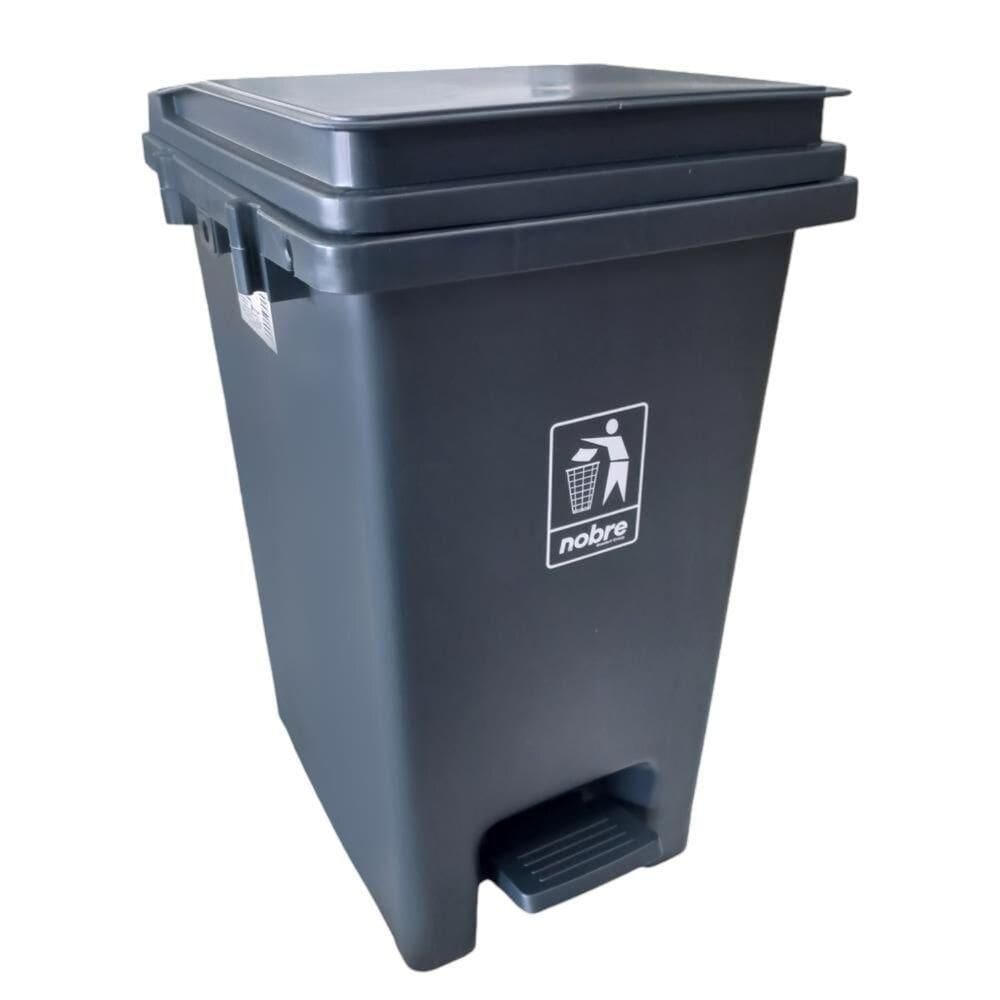 Lixeira Plástica Com Pedal 15l Cinza Banheiros Cozinhas - Nobre