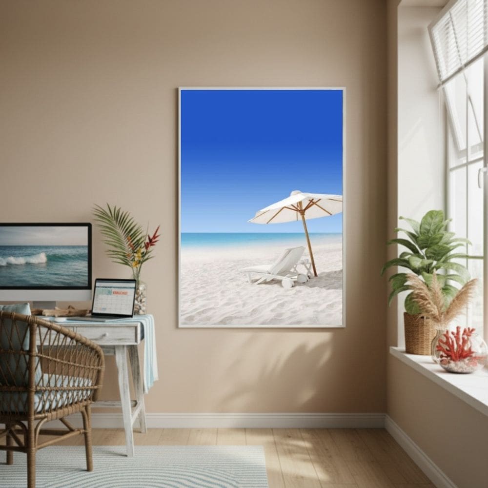 Quadro Decorativo Guarda-Sol Branco-70x50cm