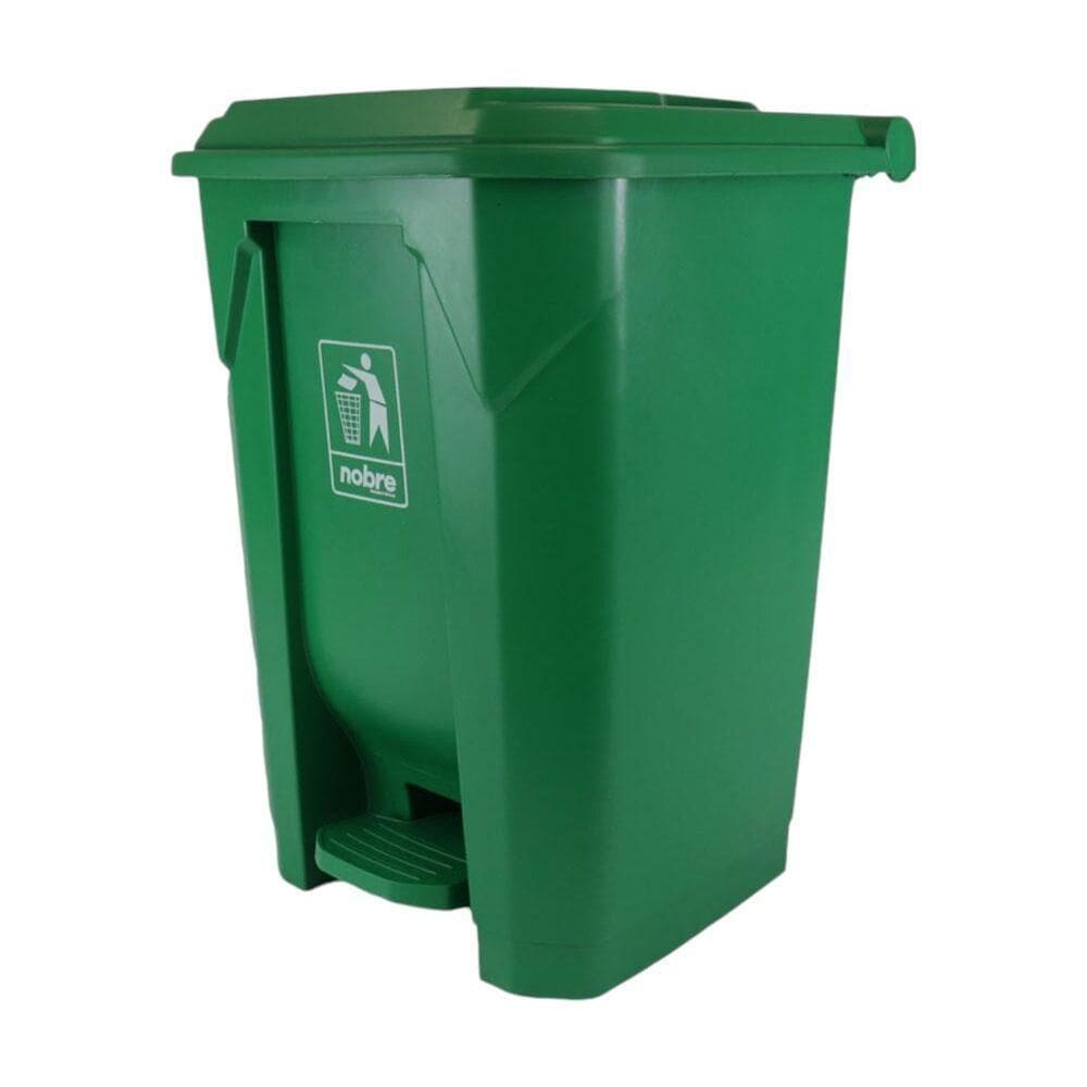 Lixeira Plástica Com Pedal 50l Verde Grande áreas Externas - Nobre