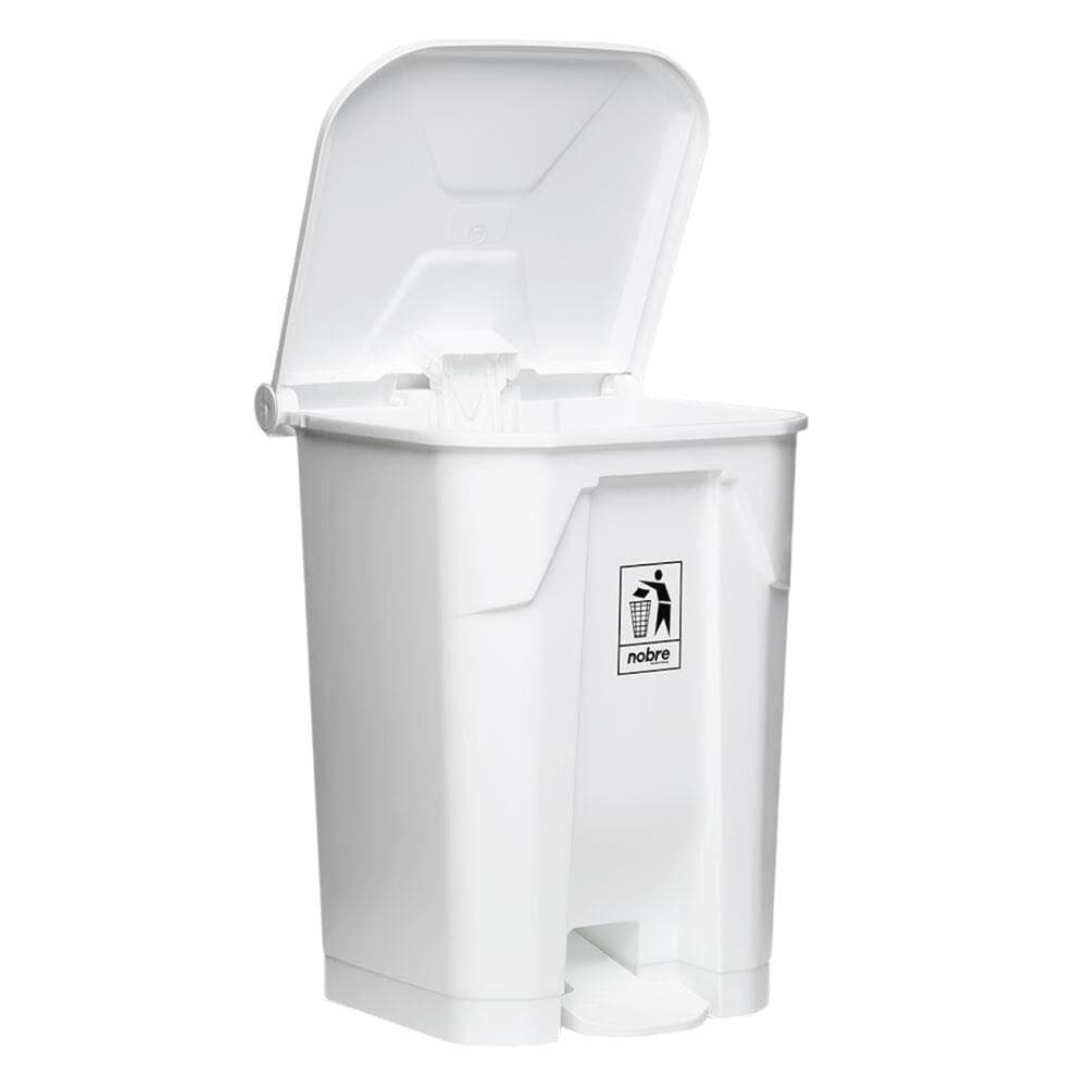 Lixeira Plástica Com Pedal 50l Branca áreas Externas Grande - Nobre