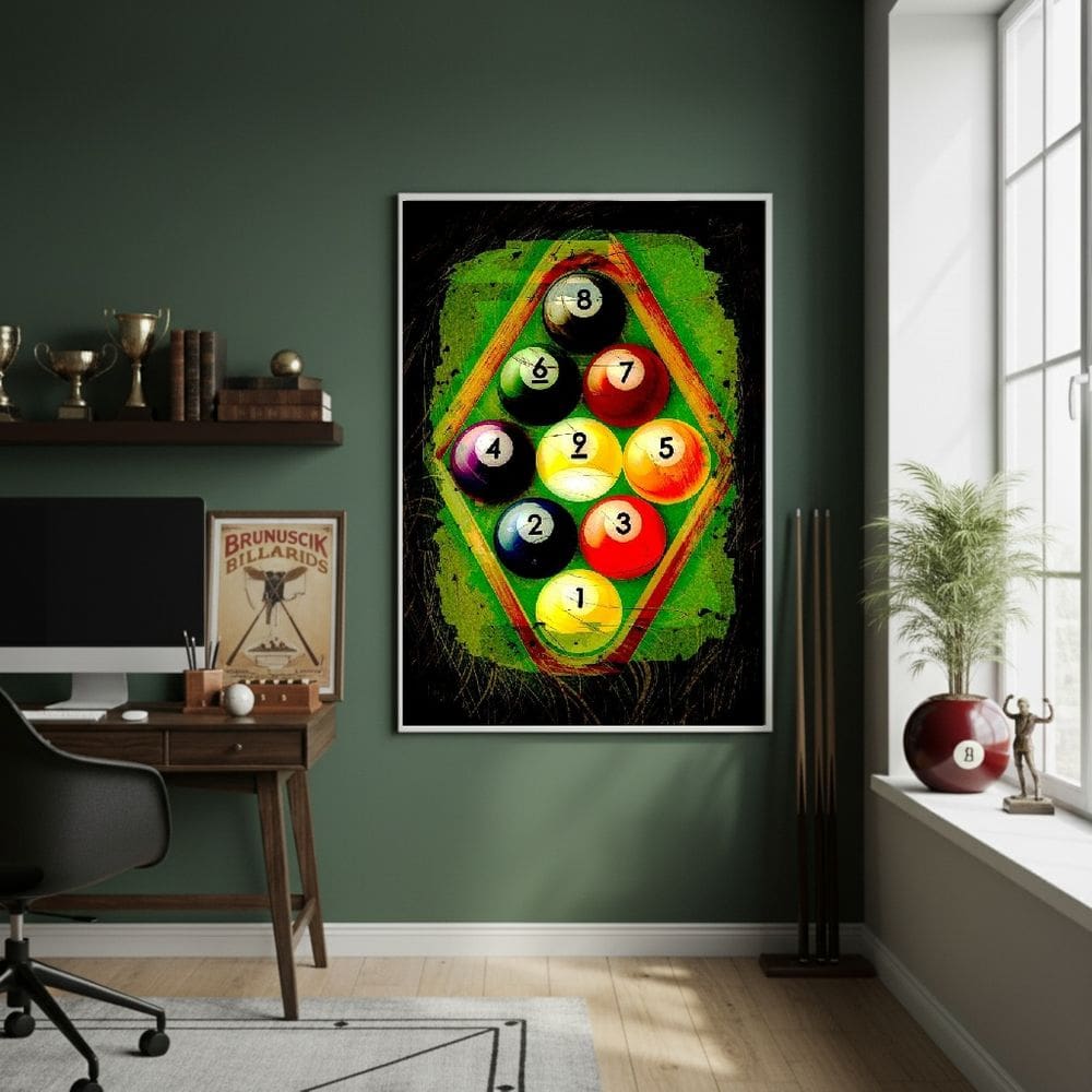 Quadro Decorativo Bolas De Sinuca-70x50cm Mold Preta