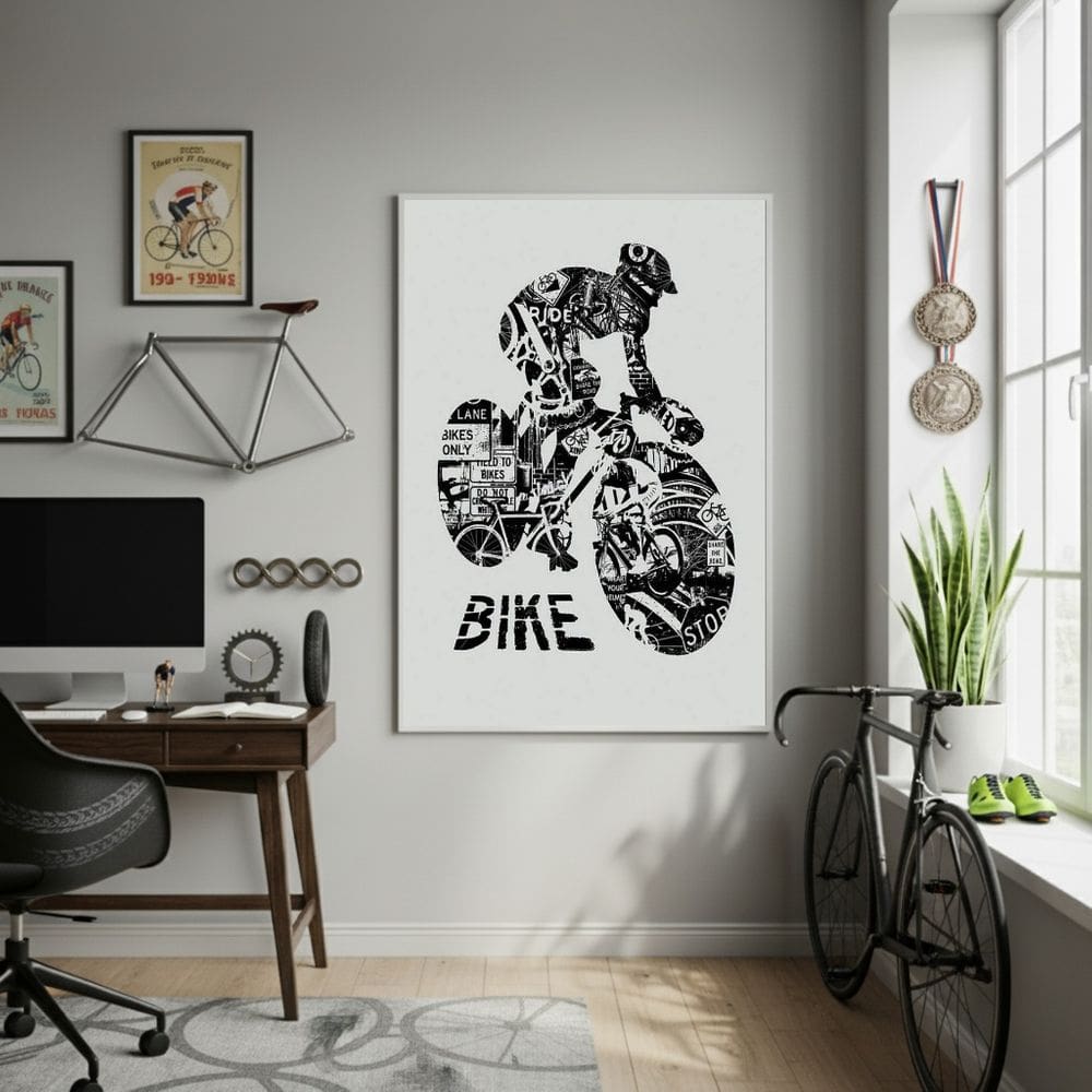 Quadro Decorativo Arte Urbana Bike-70x50cm Mold Branca