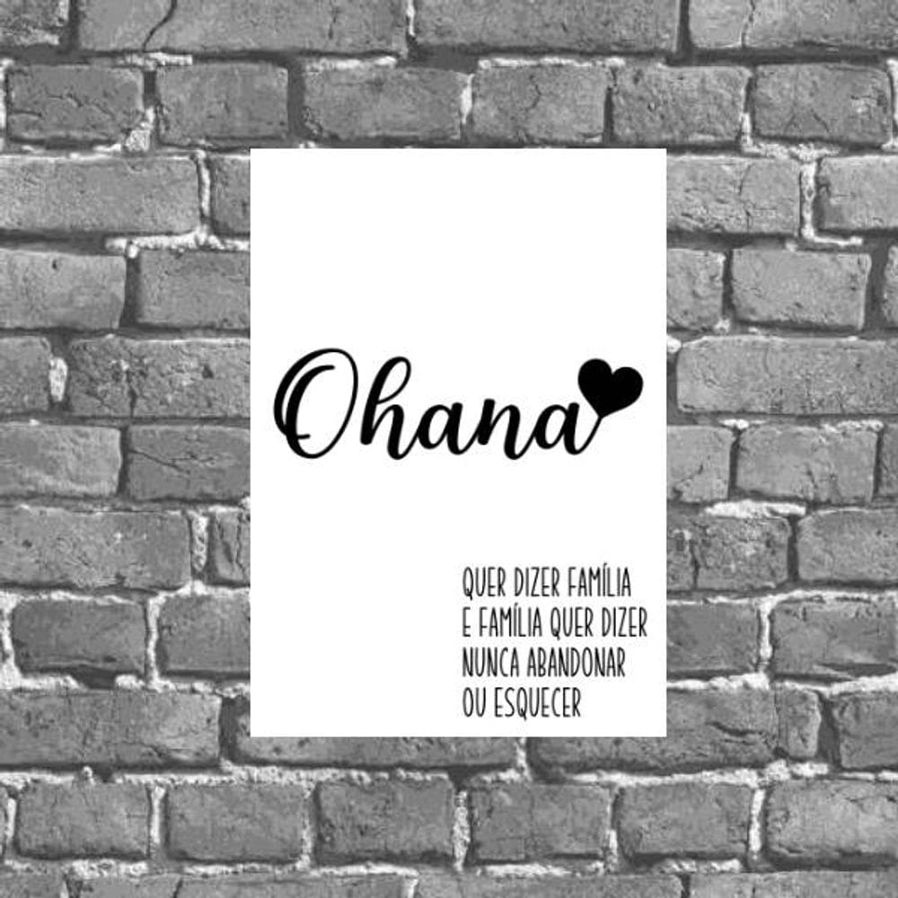 Placa Decorativa Ohana Significado 18x27cm