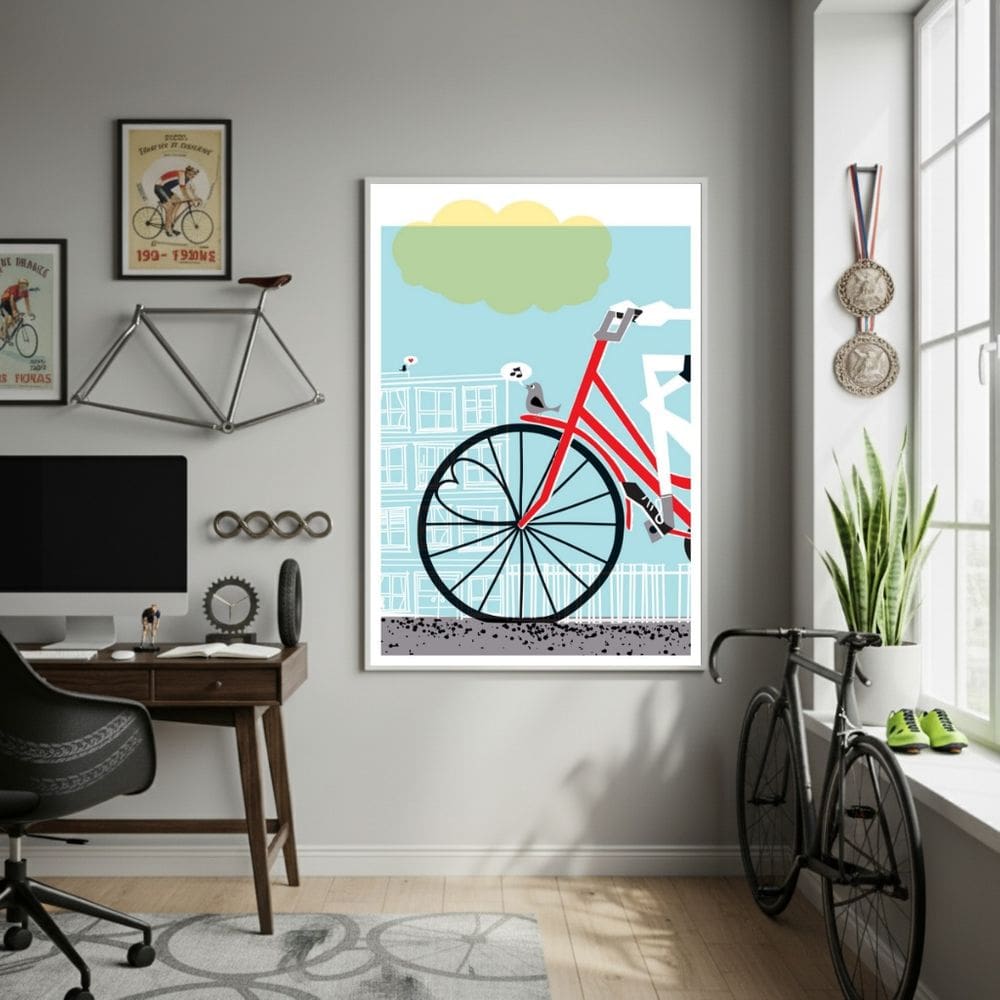 Quadro Decorativo Arte De Bicicleta-70x50cm