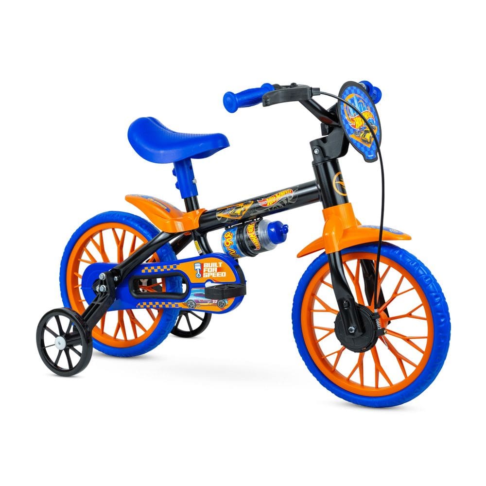 Bicicleta Aro 12  Hot Wheels Bike Infantil Menino com Rodinhas e Garrafinha - Nathor
