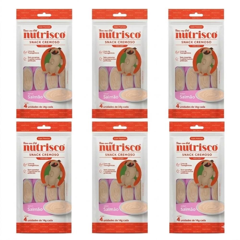 Kit Petisco Cães Snack Cremoso Nutrisco Salmão 56g C/6 Unidades