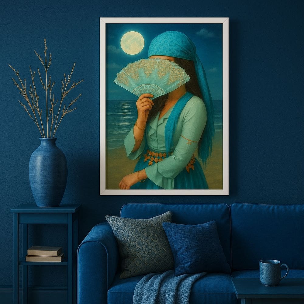 Quadro Cigana Da Praia - Azul 33x24cm