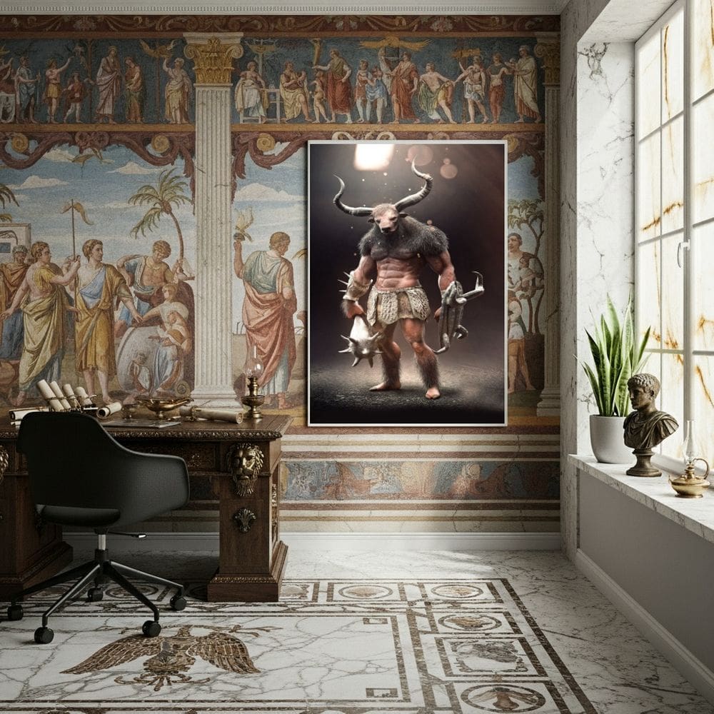 Quadro Decorativo O Minotauro Bárbaro - 70x50cm