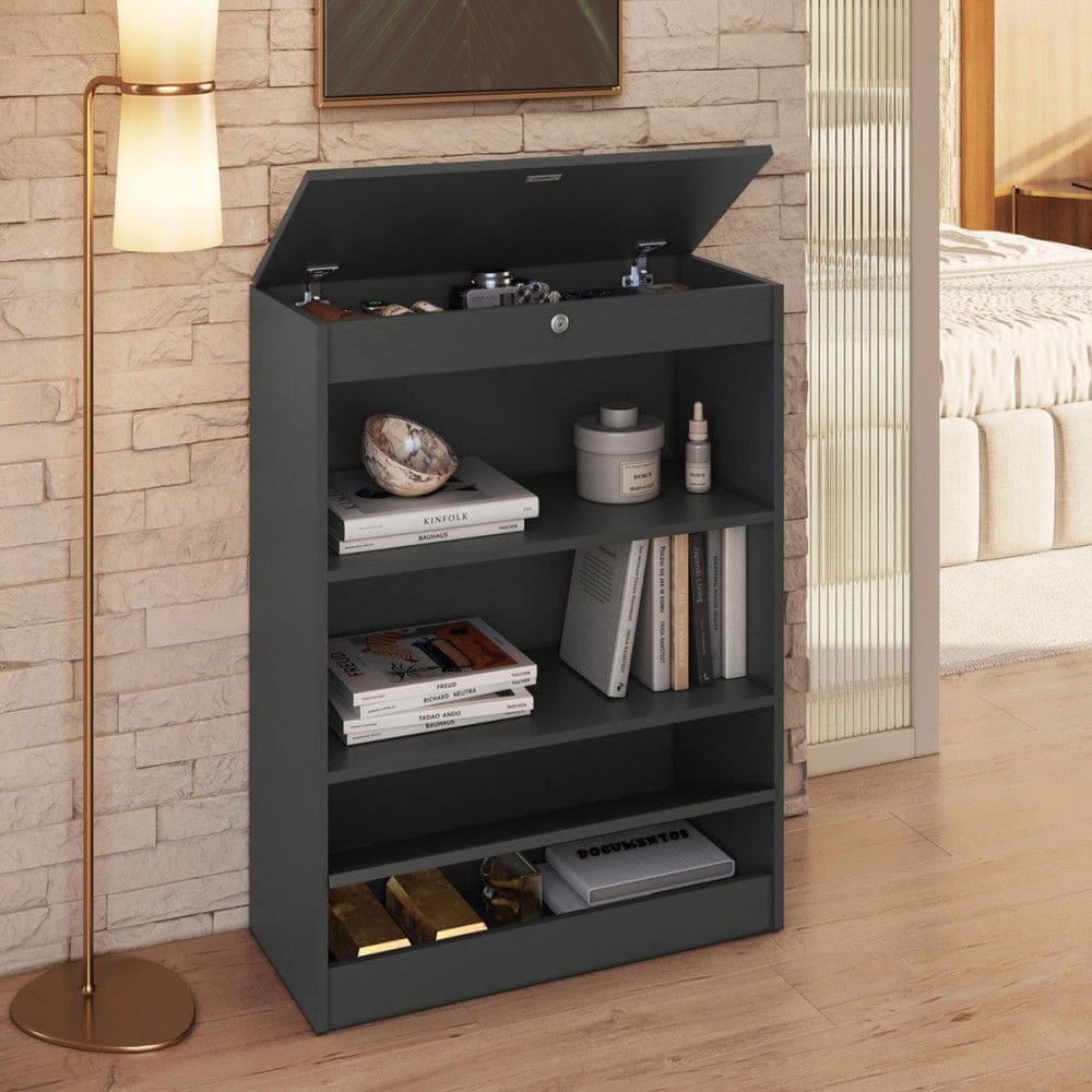 Estante para Livros Lock 2 Portas Grafite - Art In Móveis