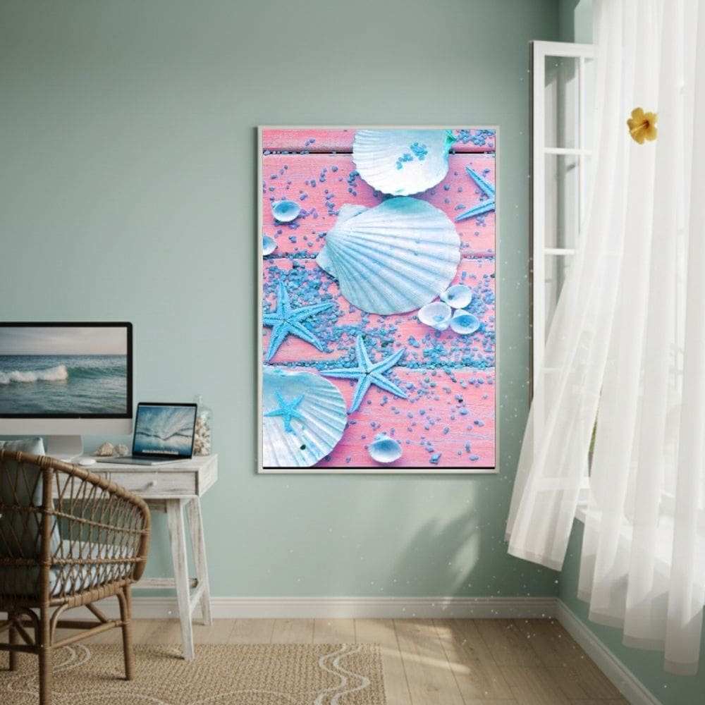 Quadro Decorativo Arte Pop Estrelas E Conchas-70x50cm