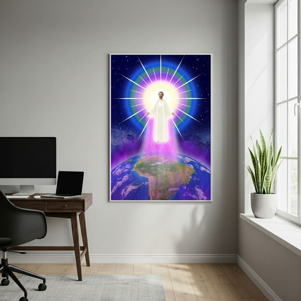 Quadro Mudar o Mundo com A Chama Violeta - 70x50cm