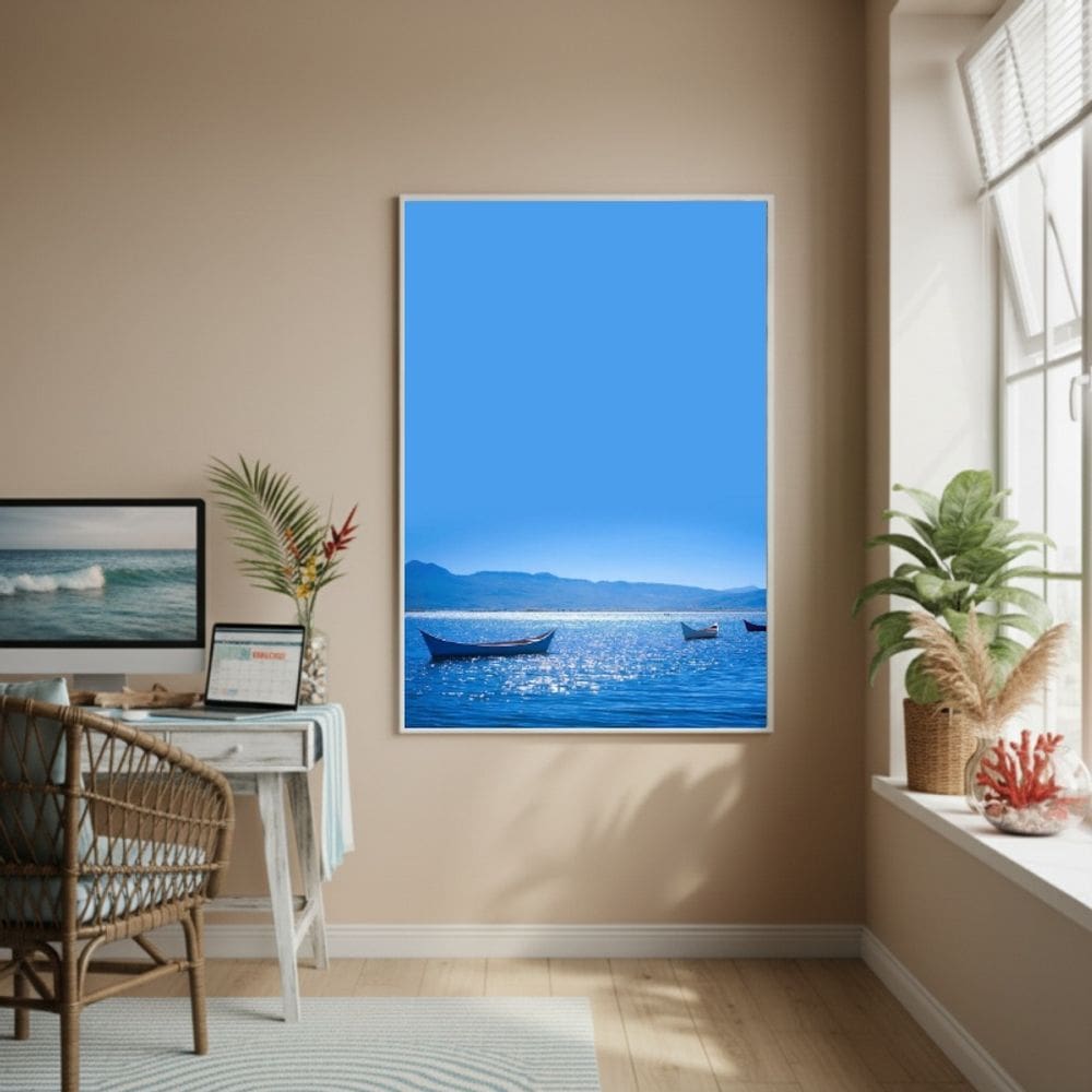 Quadro Decorativo Canoas No Oceano-70x50cm