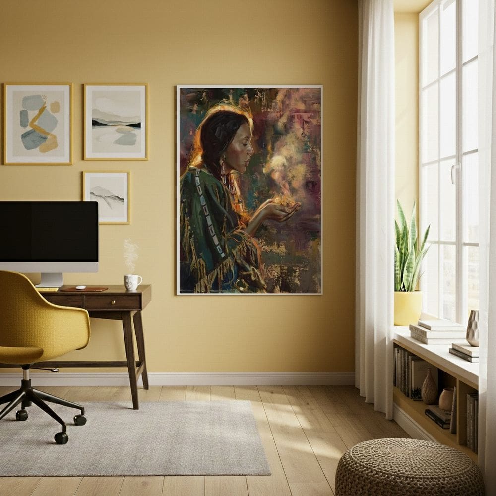 Quadro Decorativo Xamã - Líder Espiritual - 70x50cm