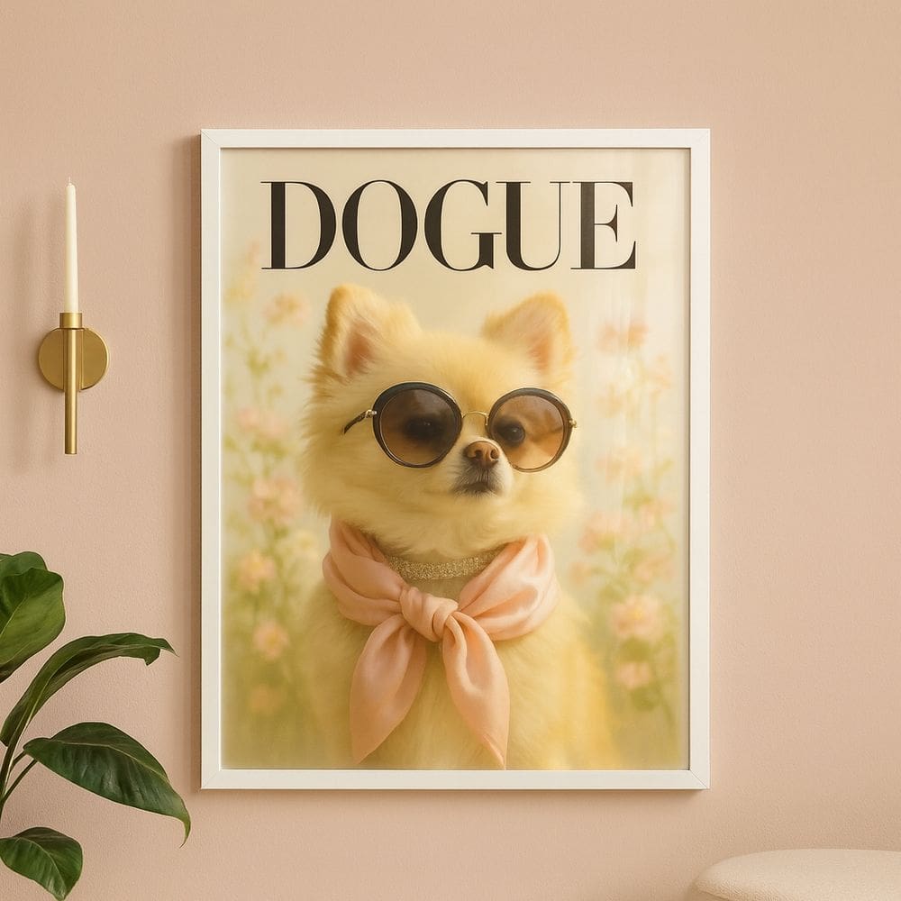 Quadro Cachorrinha Lulu Da Pomerânea Fashion 33x24cm