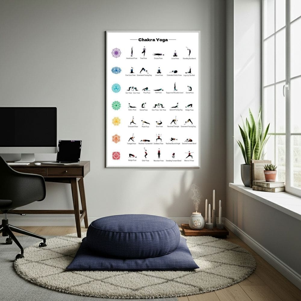 Quadro Decorativo Poses de Yoga - 70x50cm