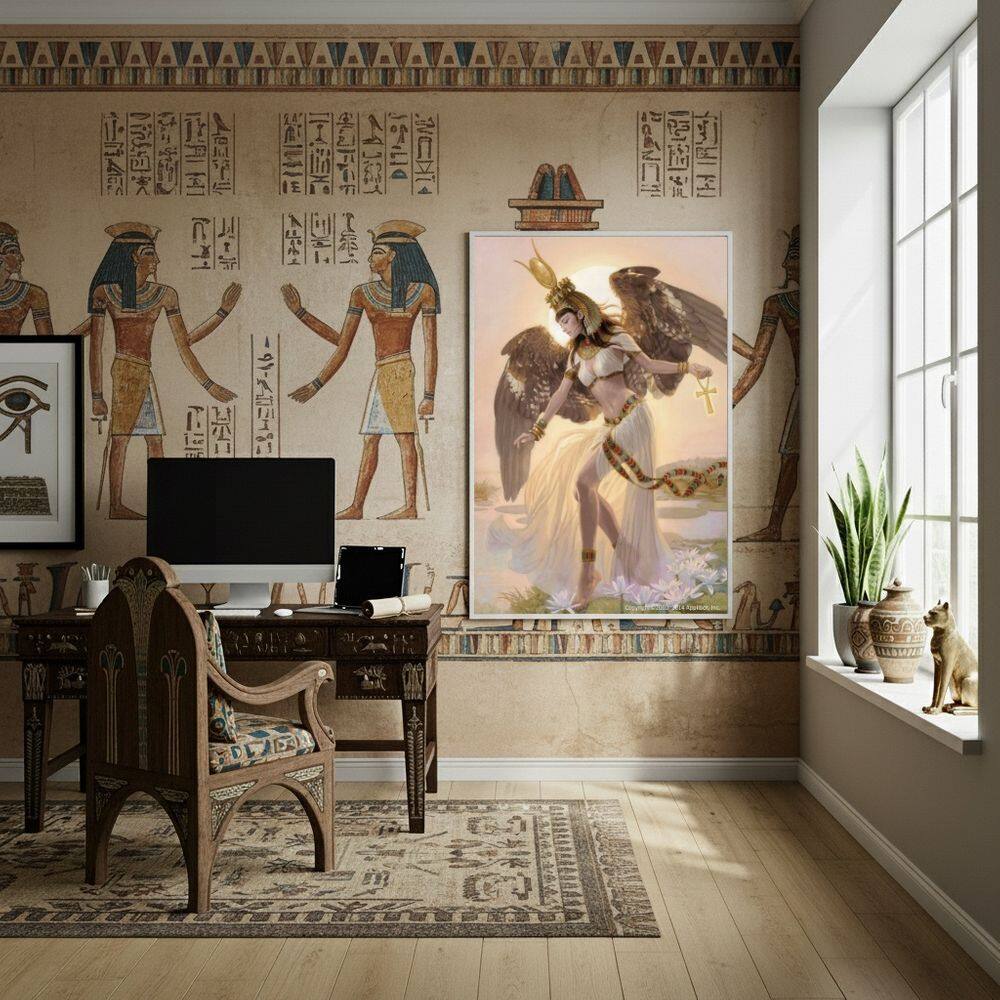 Quadro Deusa Egípcia Hator - Deusa do Amor - 70x50cm