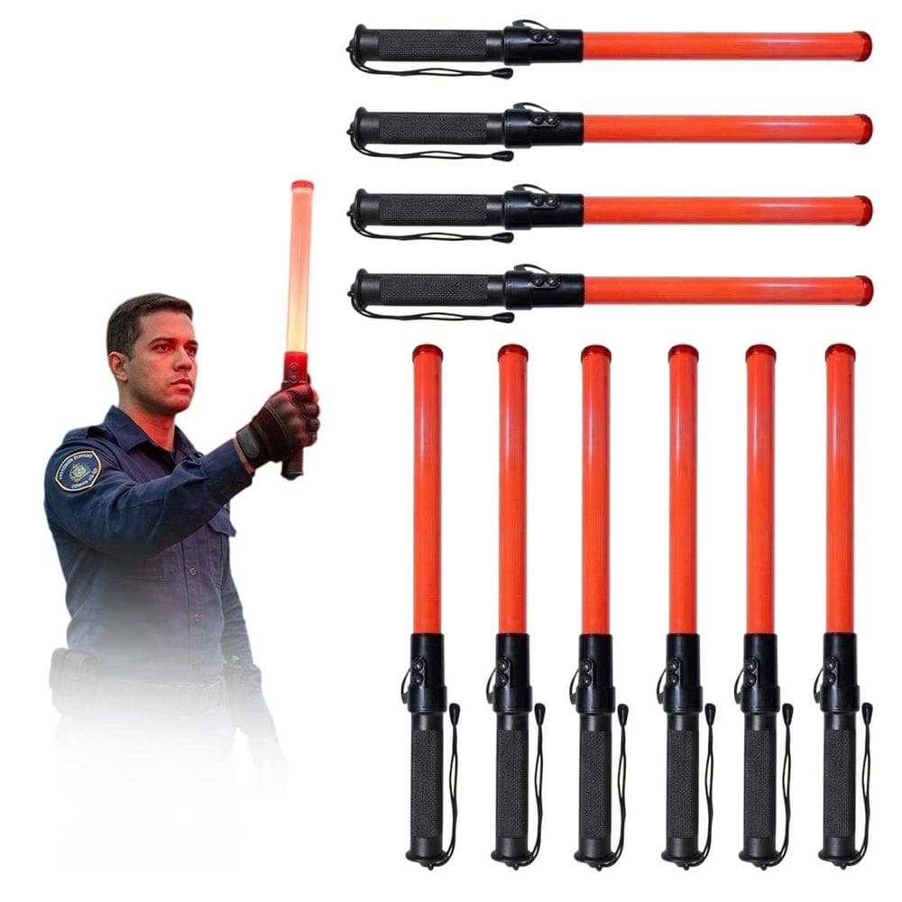 Bastao Sinalizador Viario LED  Kit 10 Apito Transito Alerta Balizador Emergencia Obra Balizador Frentista Manobrista Segurança