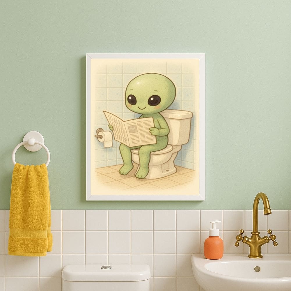 Quadro Divertido Para Banheiro Extraterrestre Baby 33x24cm
