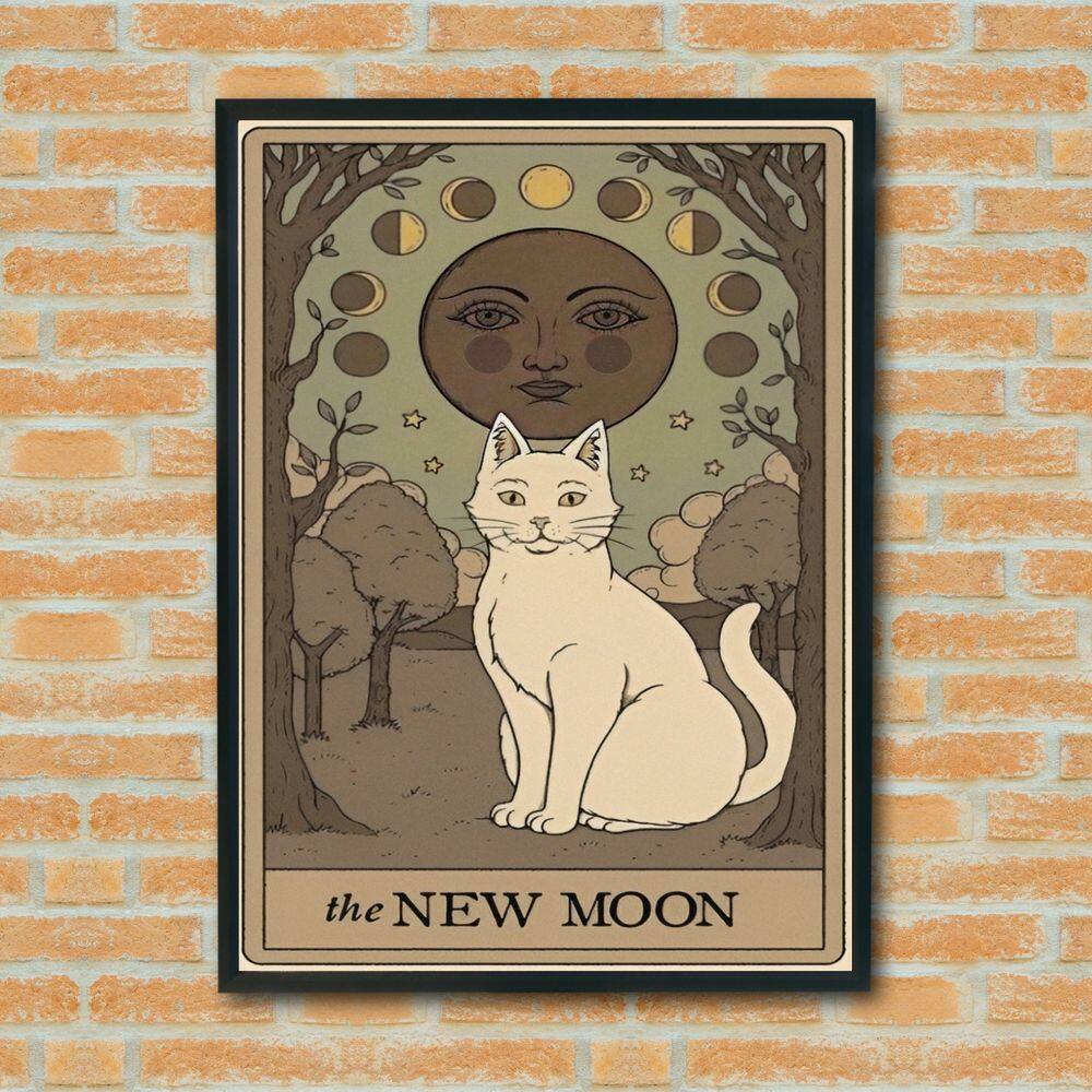 Quadro Decorativo Tarot Gato A Lua Nova  - 70x50cm