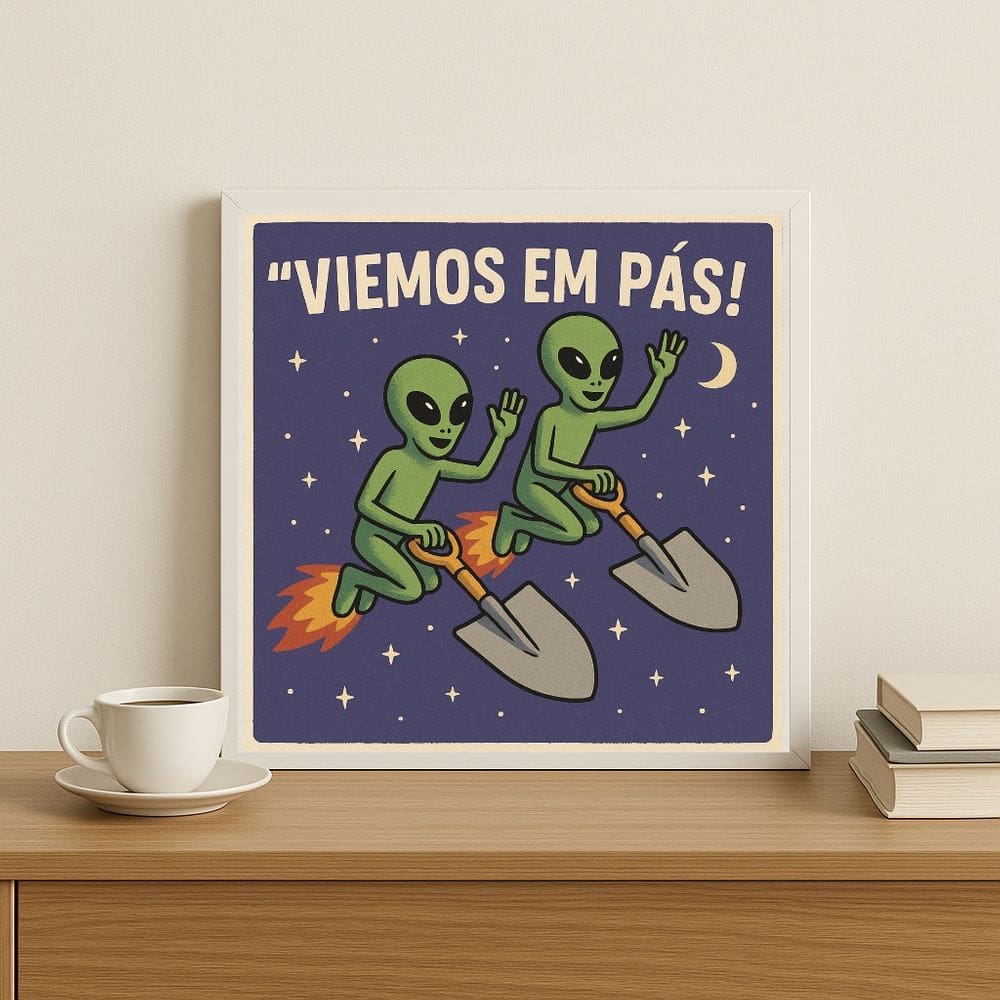 Quadro Divertido Extraterrestres - 33x33cm