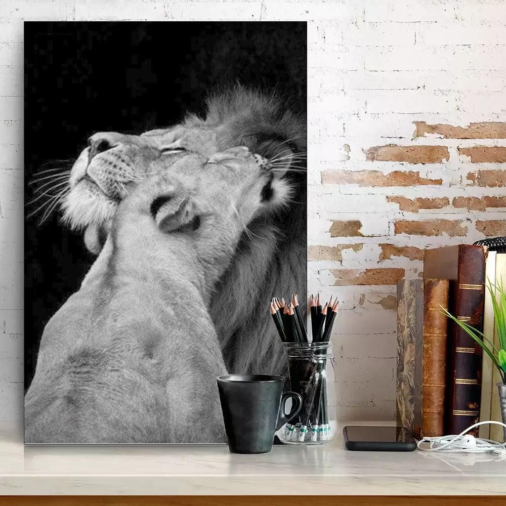 Kit Quadros Decorativos Casal De Leão